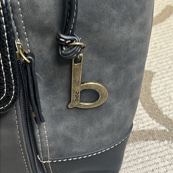 BOC vegan leather multiple pockets Black Gray shoulder tote Bag - Picture 4 of 17